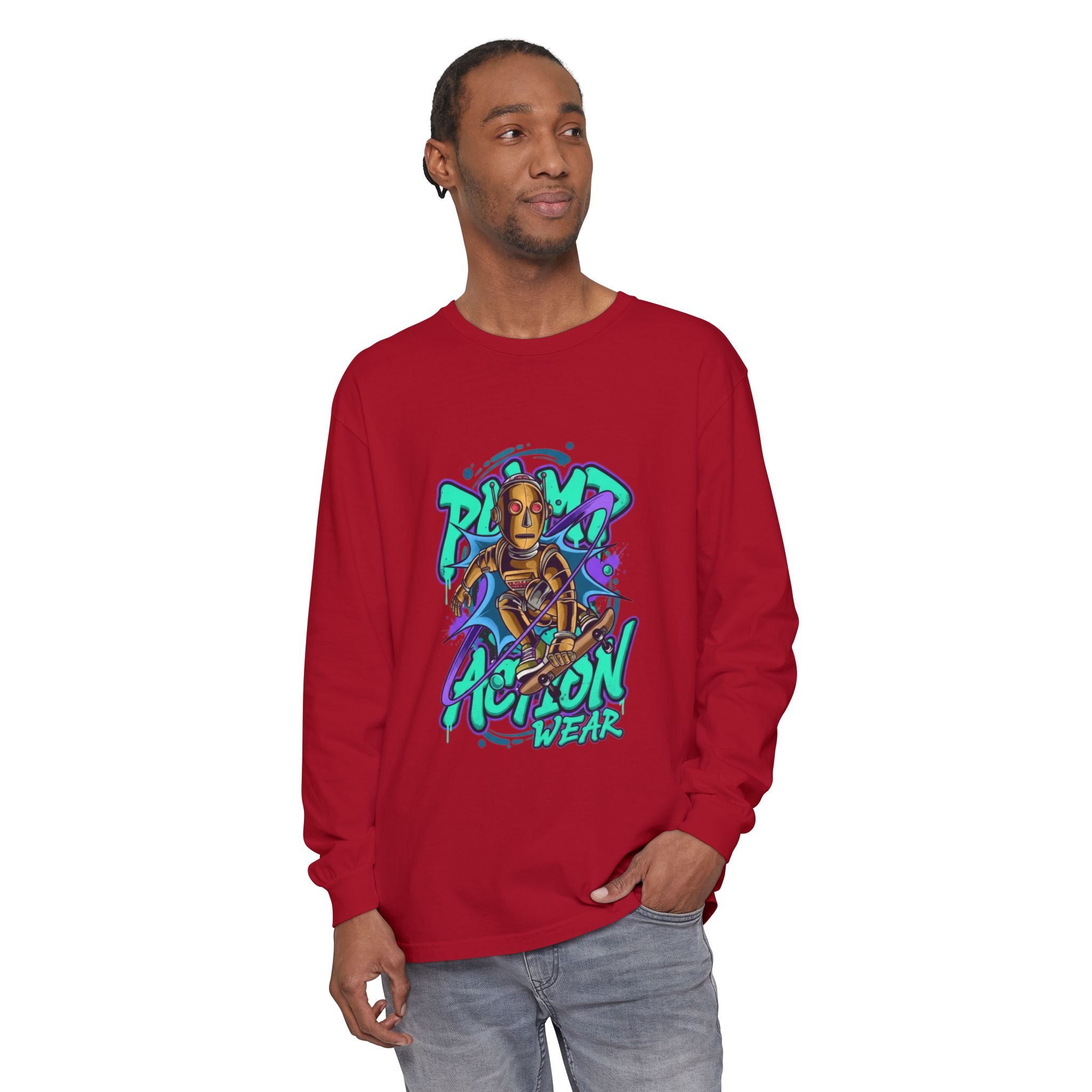 Retro Robot Graffiti Long Sleeve Tee - Image 67