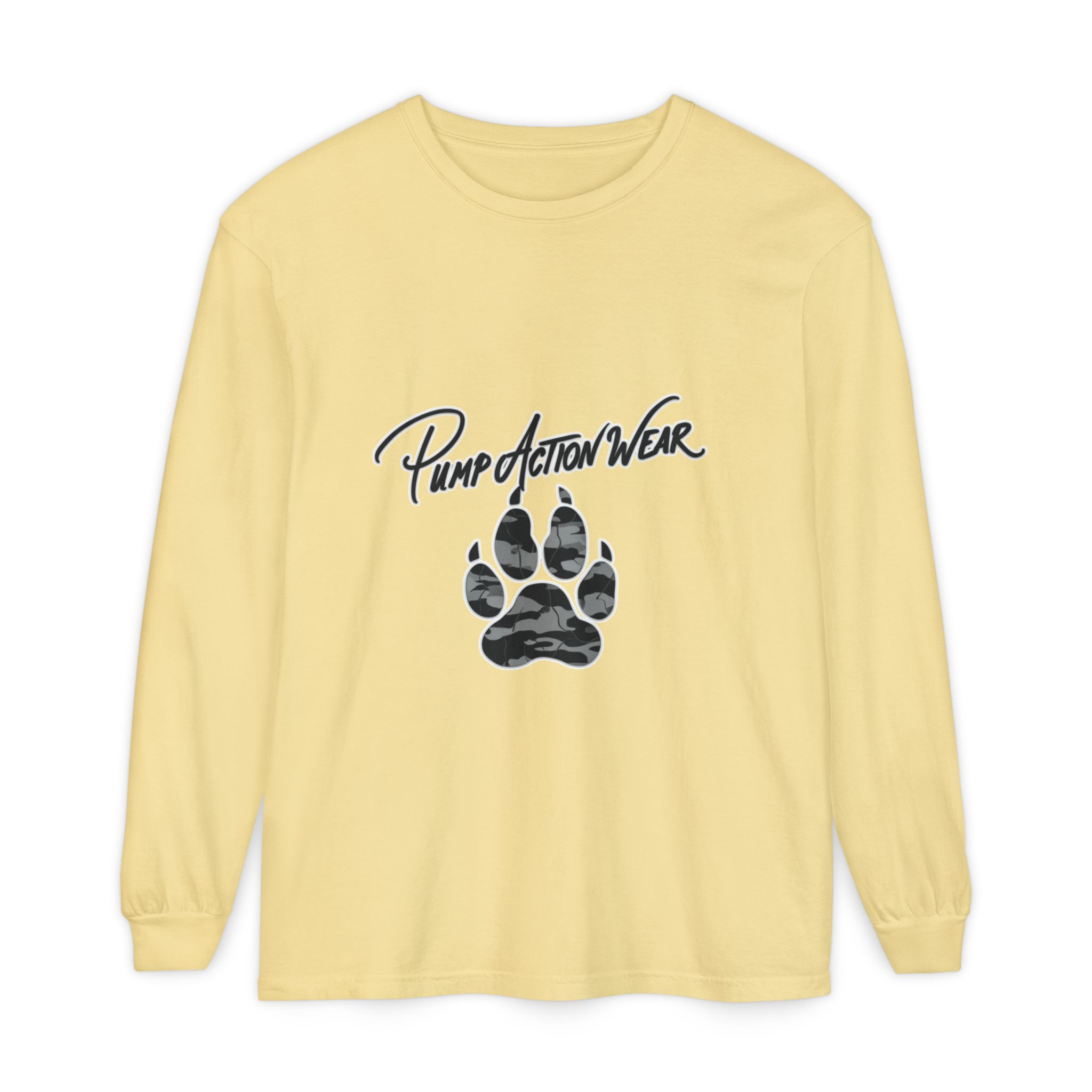 Long Sleeve T-Shirt — "Pump Action Wear" Paw Print Graphic - Image 29